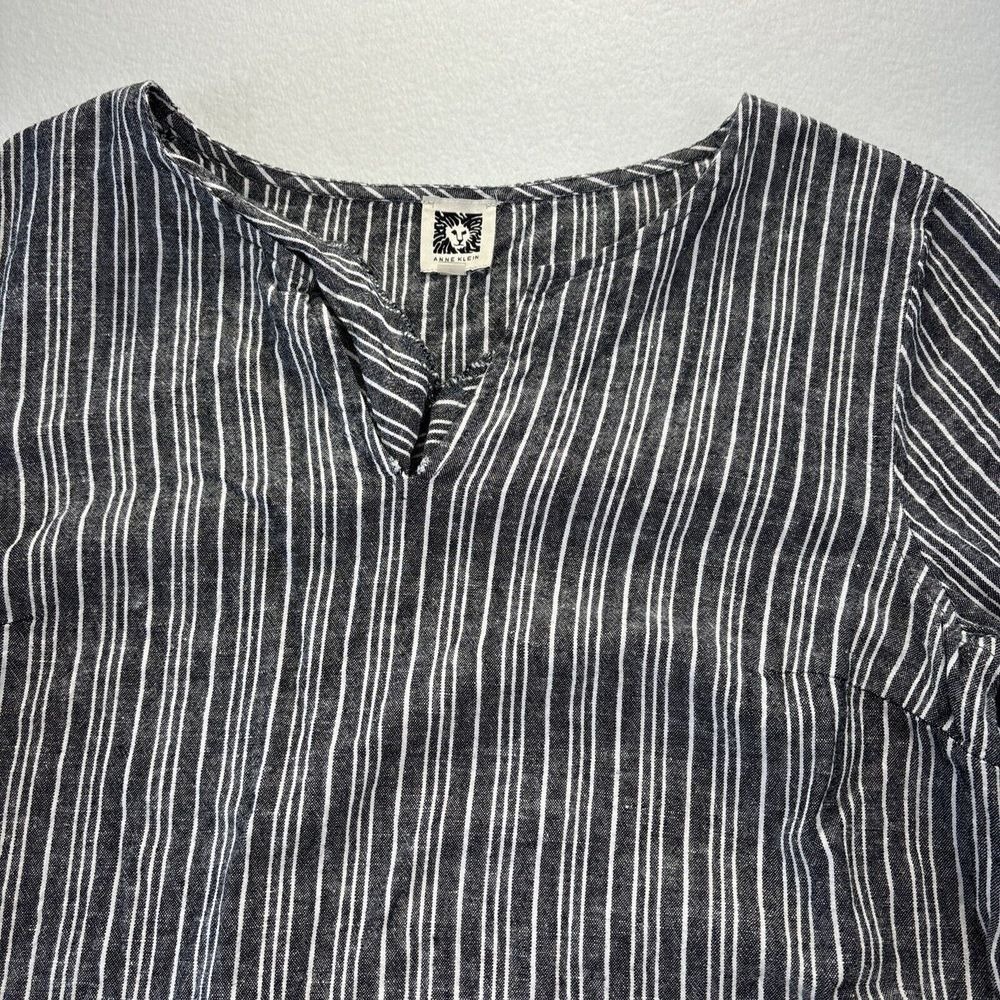 Anne Klein Womens Dress Linen Blend 3/4 Sleeve Striped Size 4 Beachy Lightweight - Picture 7 of 16